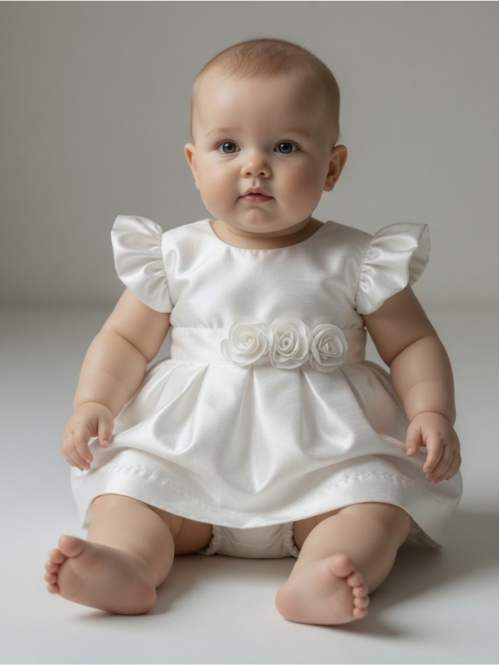 Carters Ivory Baby Dress with Rosette Waist
